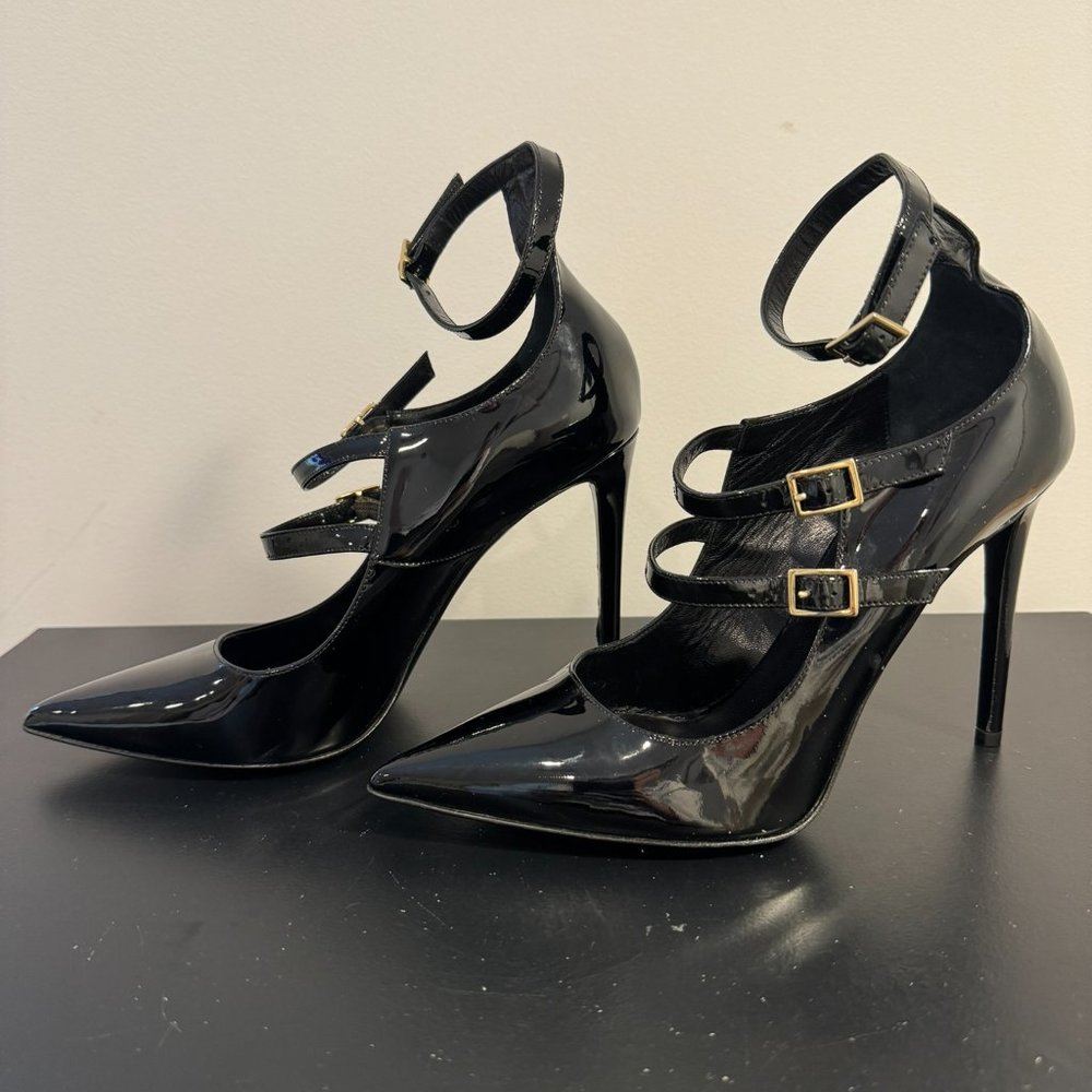 Tamara Mellon Black MJ 105 Heels, Patent Leather (Size 8.5)